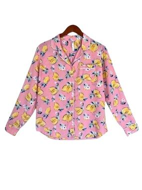 Gillian & OMalley Lemon Print Long Sleeve‎ Sleepwear Pajama Top